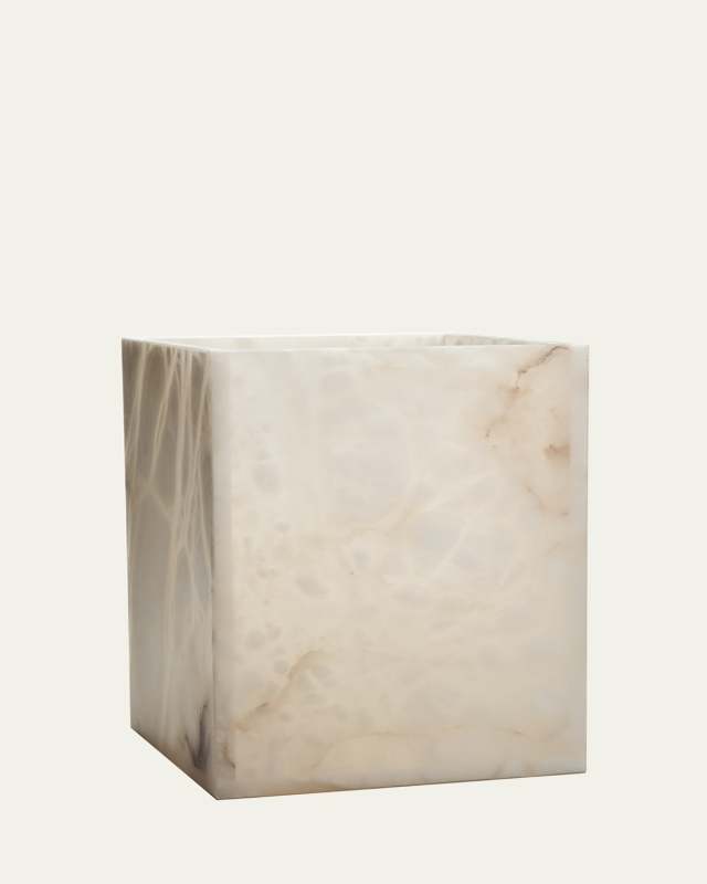 Alisa Alabaster Wastebasket, Cream